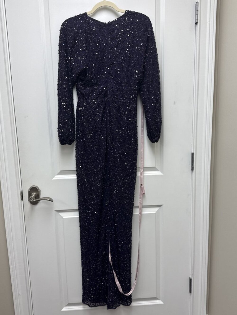 Mac Duggal Size 4 Purple 10791 Sequined Long Sleeve Column Gown Dress Formal NWT - Picture 7 of 11